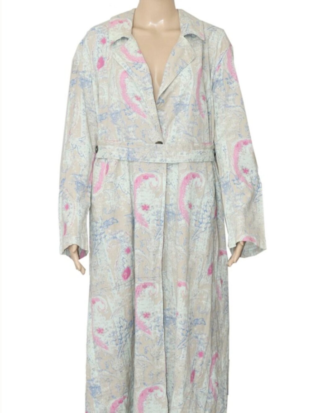 Free People Floral Printed Button Self Belt Pocket Summer Robe Midi Dress S